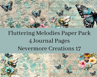 Fluttering Melodies DIGITAL Junk Journal Papers