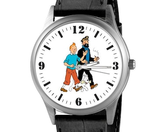 Montre Les Aventures de Tintin, vintage, collection, BD, cadeau personnalisé, cadeau avec photo, cadeau original, idée cadeau