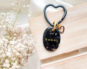 1in Oval Black Clay Pet ID Tag - Valentine’s Day, moody, dog tag