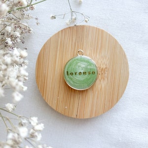 Sage Green Resin Pet ID Tag - leaf, olive, forest