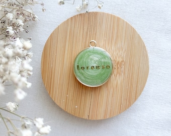 Sage Green Resin Pet ID Tag - leaf, olive, forest