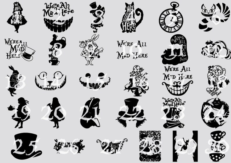 Download Alice in Wonderland SVG DXF We're All Mad Here svg | Etsy