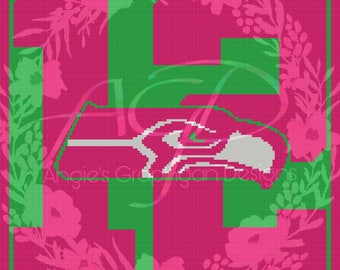 Seattle Seahawks Pink and Green Crochet Graph