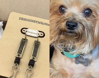 Dog Bone Best Friend Bronze Earrings | Trendy Handmade Jewelry Gift for Her