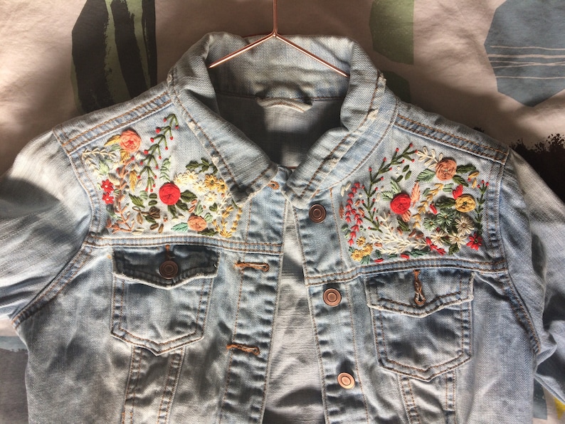 Hand Embroidered Custom Denim Jacket - Etsy