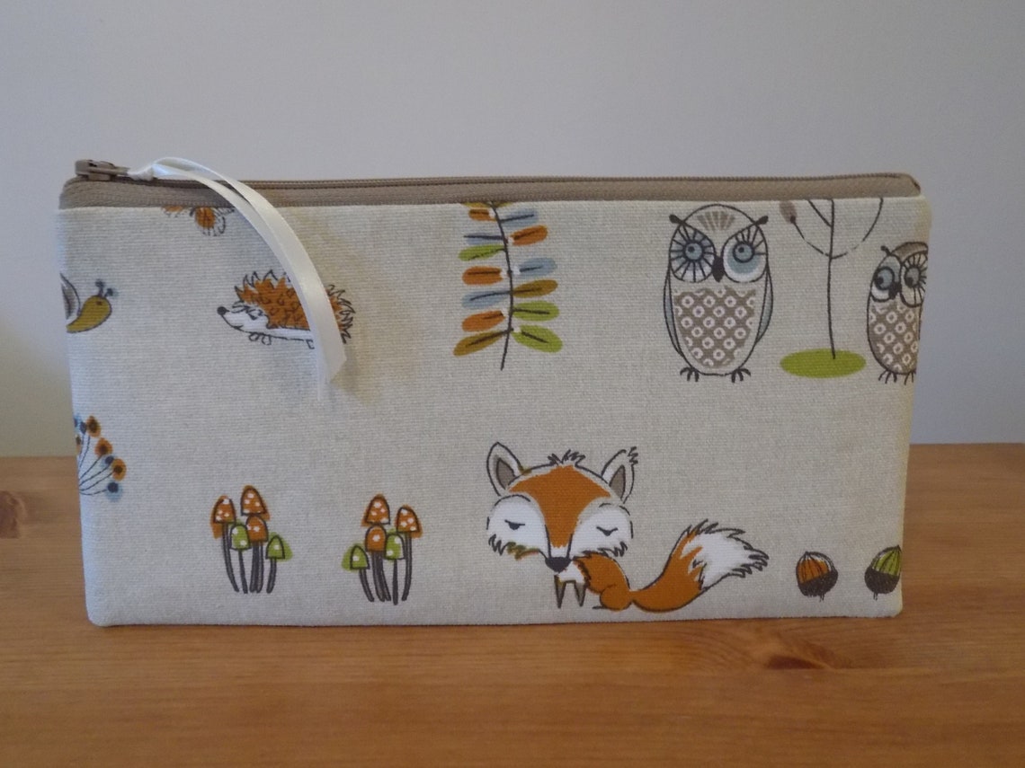 Woodland Fox Pencil Case Animal Make up Bag Cosmetics Bag Etsy