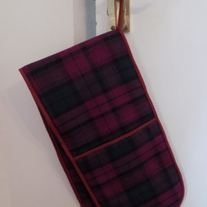 Tartan Double Oven Gloves, Heat Resistant Oven Mitts, Checked Plaid Fabric, Purple & Pink, Housewarming Kitchen Gift, Quality Handmade