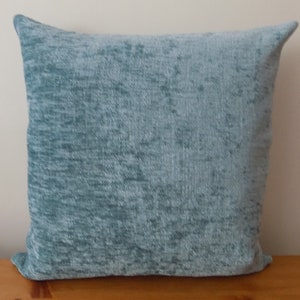 Duck Egg Blue Cushion Cover UK, Plain Solid Pillow Cover, Velvet Chenille Fabric, Pillow Case, Sham, Housewarming Gift, 14&quot;-24&quot; sizes, Zip