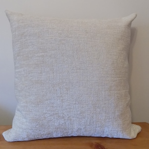 Cushion Cover UK, Pillow Cover, Throw Pillow, Plain Solid Cream Chenille Fabric, 14”-20”, Housewarming Ladies&#39; Gift, Zip Fastening, Handmade
