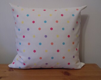 Capa de almofada Dotty Sunshine UK, almofada decorativa com estampa de bolinhas, capa de almofada com bolinhas e manchas, tecido de algodão multicolorido, almofada decorativa, 40 x 45 cm