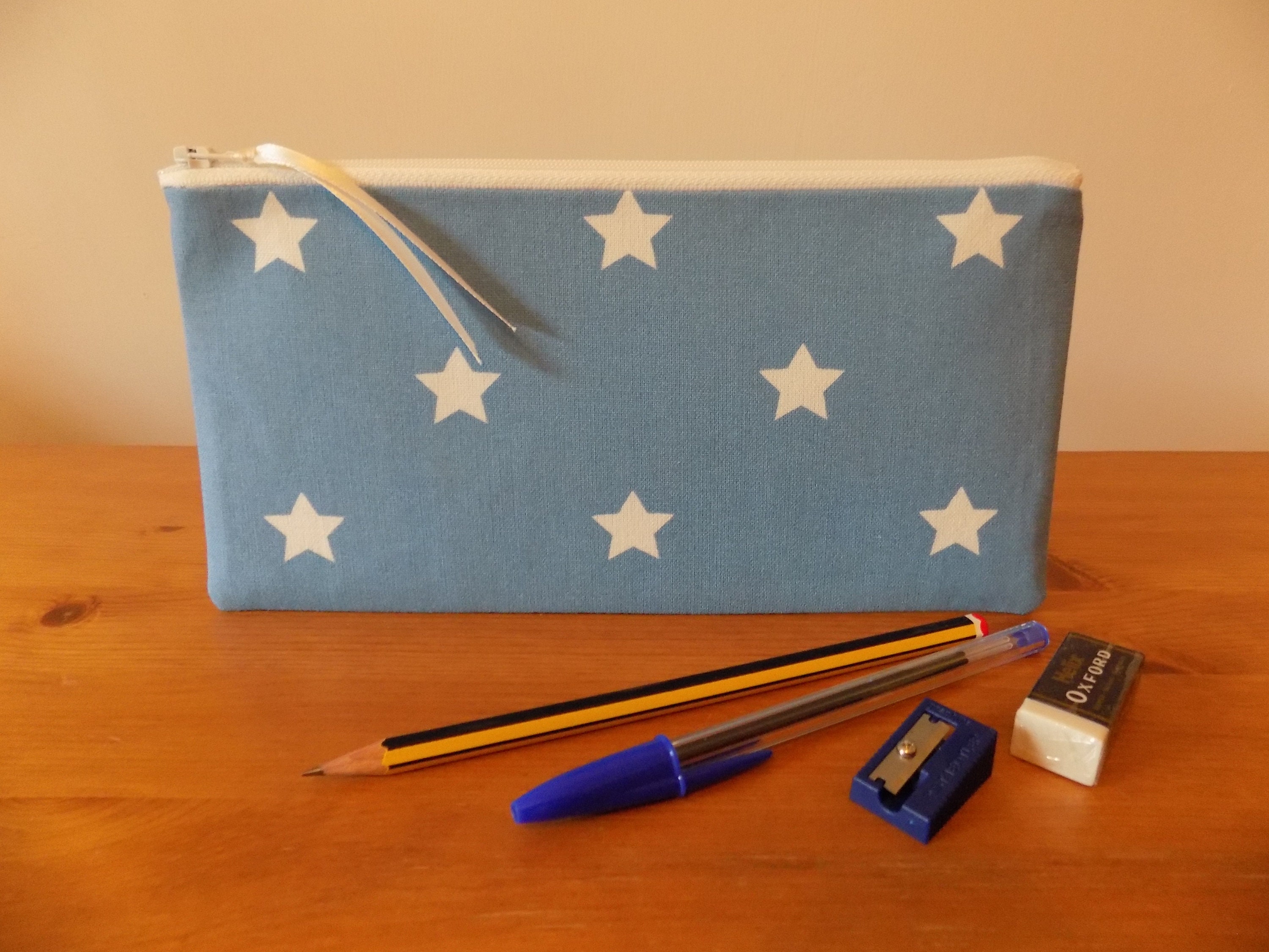 Laura Ashley Hard Case Pencil Pouch Small Purse Handbag Blue