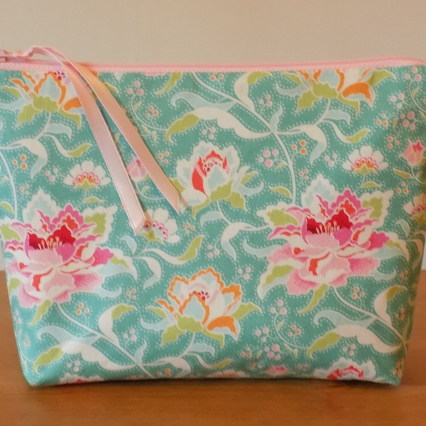 Sac à dos floral, sac cosmétique en tissu, sac cosmétique, pochette à fermeture éclair en coton, pochette de rangement, pochette doublée, style vintage, cadeau pour dames