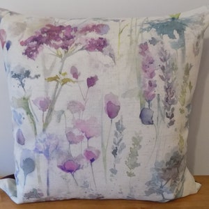 Floral Watercolour Cushion Cover UK, Summer Meadow Throw Pillow, Abstract Design Pillow Cover, Cotton Linen Fabric, Sham, 16&quot;, 18&quot;, Zip