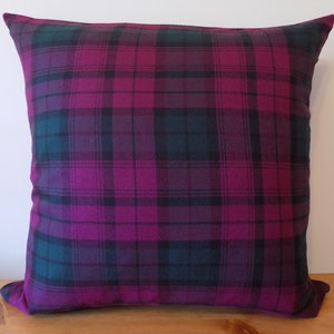 Tartan Kissenbezug, karierter Kissenbezug, dekoratives Dekokissen, weinrot, rosa, grün, Reißverschluss, Einweihungsgeschenk, 40,5 cm