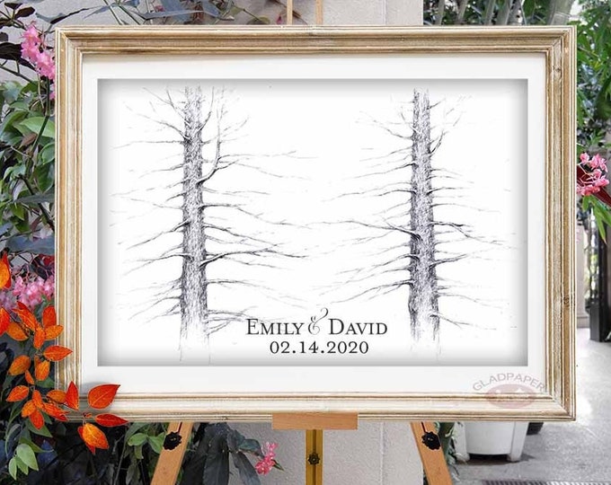 Rustic Wedding Guest Book Alternative, Pine Tree Guest Book Custom Wedding Guestbook, Signature Wedding Guest Book, Rustic Guestbook Tree