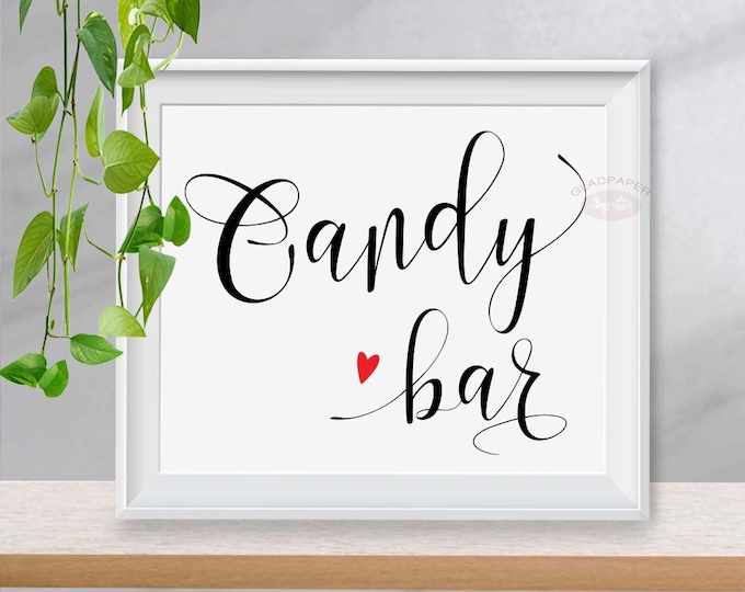 Candy Bar Sign, Candy Bar Signs, Bridal Shower Sign, Candy Bar Wedding, Desert Table Sign, Wedding Sign, Wedding Signs,  AX-048