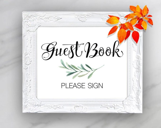 Greenery wedding guestbook sign, Greenery guestbook sign wedding reception decoration, Wedding sign guestbok signage, SX-026