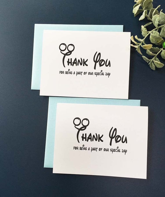 Thank You Cards Disney Wedding Wedding Thank You Cards Etsy