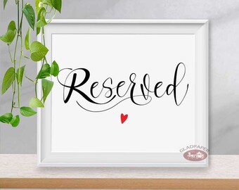 Wedding reserved sign, Romantic Calligraphy, Reserved wedding signs, Reserved table signs, Wedding Reception Signs, AX-062