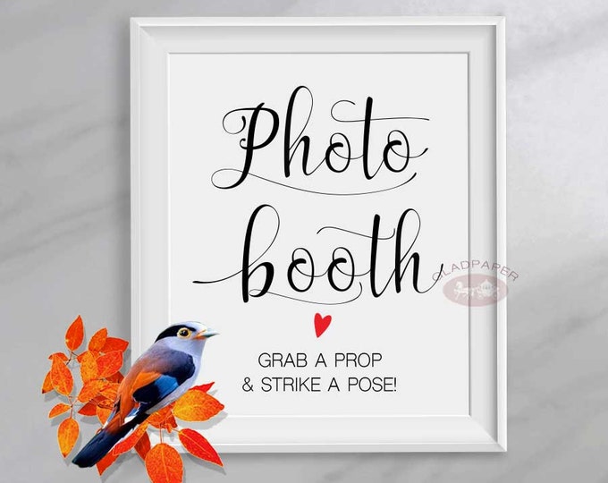 Photo booth sign, Wedding Photo booth sign, Grab a Prop Strike a Pose, Wedding sign, Wedding Reception Sign, AX-027