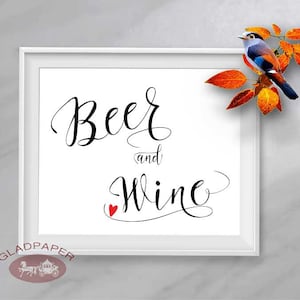 Wedding Beer and Wine Open Bar Sign, Open Beer and Wine Bar Sign, Reception Bar Sign, Signature Cocktail List, AX-033