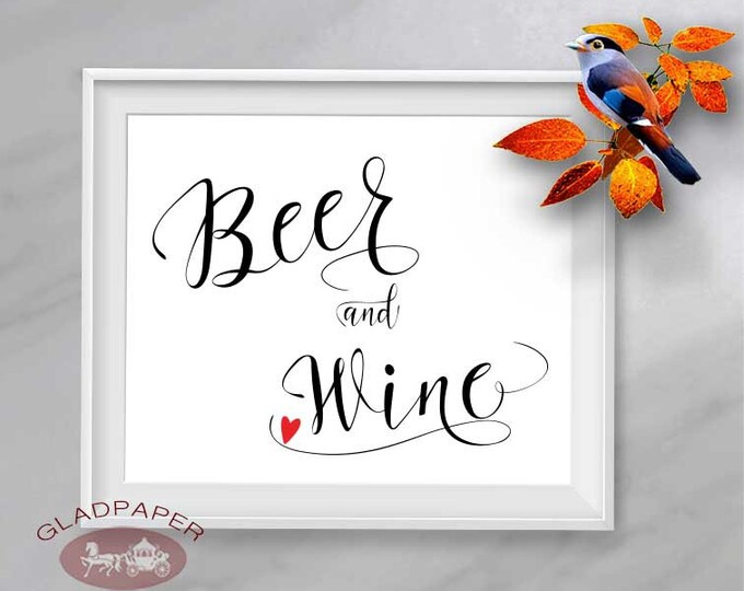 Wedding Beer and Wine Open Bar Sign, Open Beer and Wine Bar Sign, Reception Bar Sign, Signature Cocktail List, AX-033