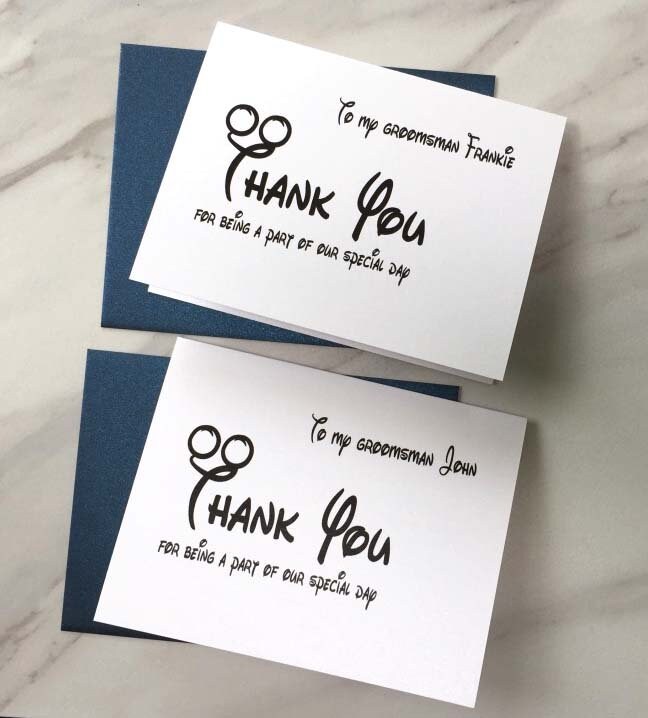 Disney Wedding Thank You Card Persoanlized Wedding Thank You