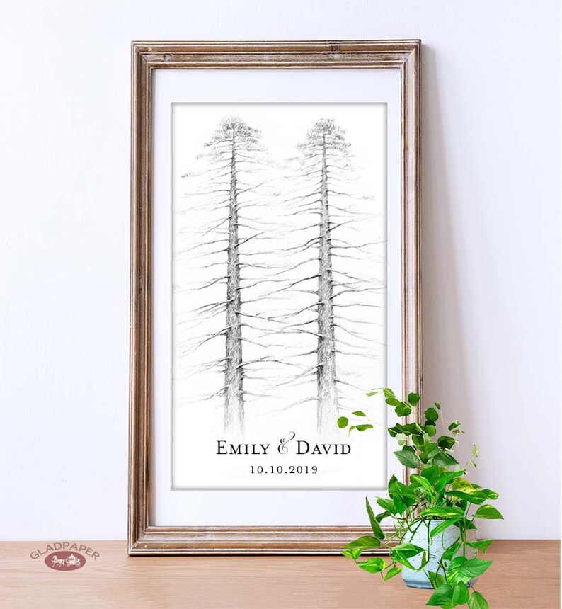Wedding Guest Book Alternative Pine Tree Guest Book Custom Etsy