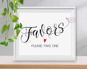 Wedding Favors Sign, Favors Sign Please Take One, Favors Sign Wedding, Guest Favors Sign, Cute Wedding Sign, Elegant Wedding Signs, AX-049
