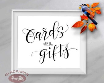 Cute Cards and Gifts Sign, Modern Calligraphy Wedding Cards and Gifts Sign, AX-006