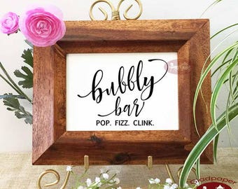 Bubbly Bar Sign, POP FIZ CLINK, Beer and Wine Sign, Alcohol Sign, Wedding Bar Sign, Wedding Signs, Bar Sign Wedding, Wedding Signage