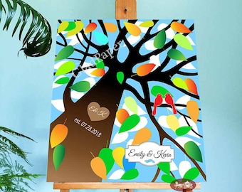 Wedding Guest Book Alternative, Wedding Tree Guest Book, Guestbook, Wedding Guestbook Alternative, Personalized Guestbook, Love Birds Canvas