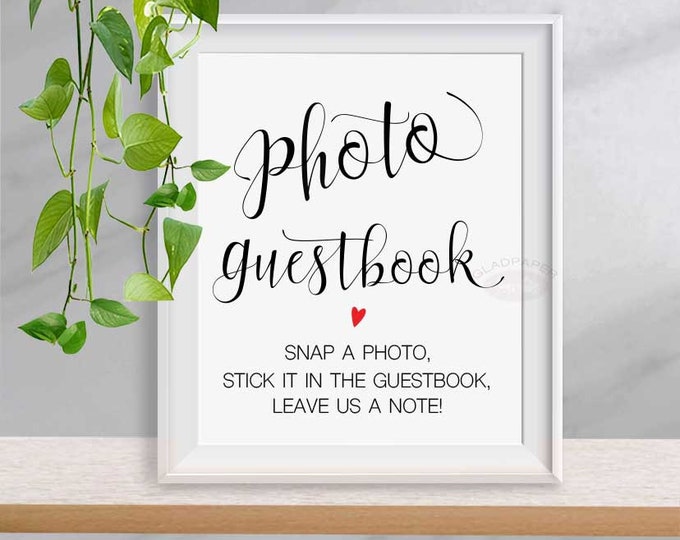 Photo Guest Book Sign, Guestbook Sign, Greenery Sign, Rustic Wedding Sign, Photo GuestBook Sign, Rose Gold Sign Greenery Sign, AX-052