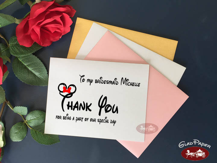 Disney Wedding Thank You Card Persoanlized Wedding Thank You