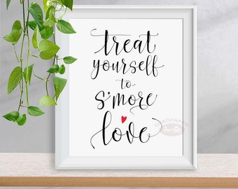 Treat Yourself to S'more Love sign, Smore love wedding bar Sign, Wedding Sign, Calligraphy Wedding Sign, Wedding Reception signs, AX-044