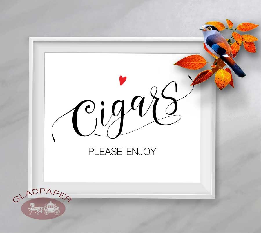Cigas Sign Cigas Please Enjoy Wedding Sign Cigar Bar Sign