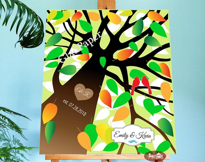 Wedding Guest Book Alternative, Tree Wedding Guest Book, Guestbook, Wedding Guestbook Alternative, Personalized Guestbook, Love Birds Canvas
