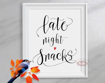 Late Night Snack Sign, Wedding Buffet Sign, Wedding Snack, Snack Sign, Wedding Table Sign, Wedding Reception Sign, Wedding Signs, AX-019