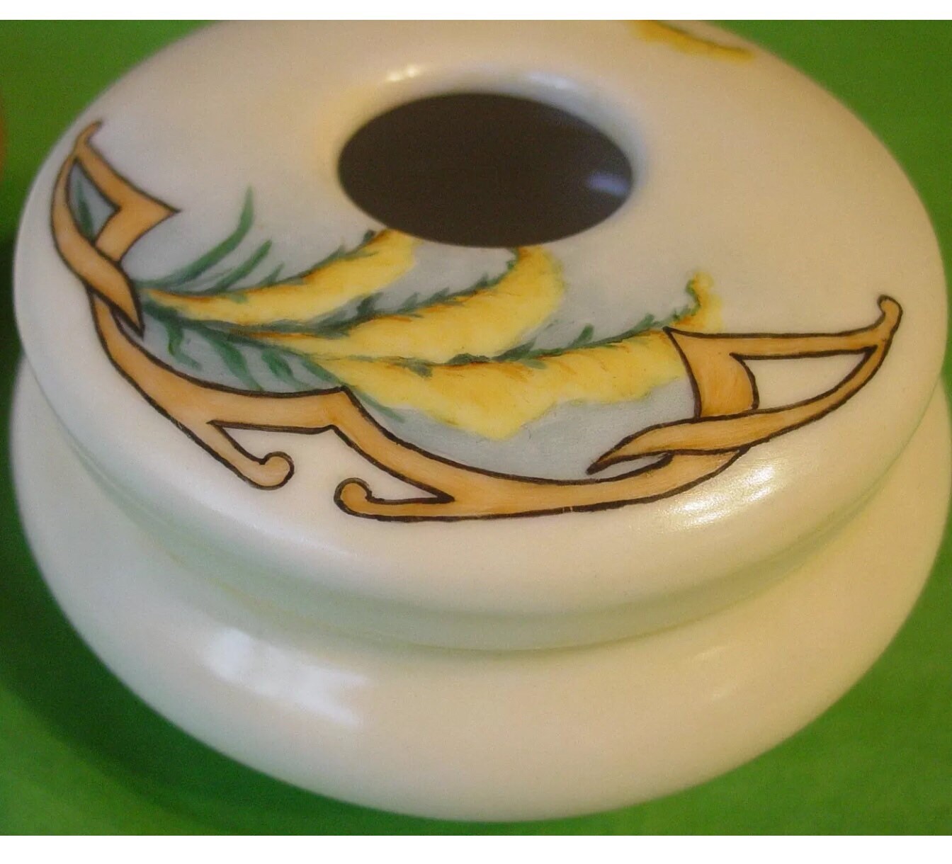 Art Deco Limoges hand panted hair receiver & tray Antique TV Limoges Porcelain Hair Receiver, Hand Painted  main image 3