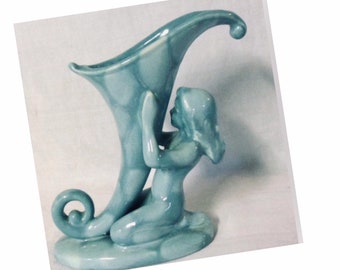 Haeger Art Nouveau Nymph Cornucopia Vase