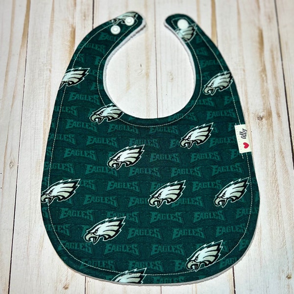 Philadelphia Eagles baby bib, NFL, Philly green, football fan, infant sports, fly eagle fly, team, theme nursery