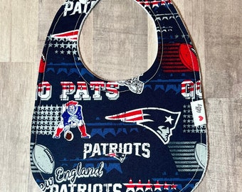 New England Patriots baby bib, NFL, red white and blue, football, adjustable snaps, sports fan, drool bib, team bibs