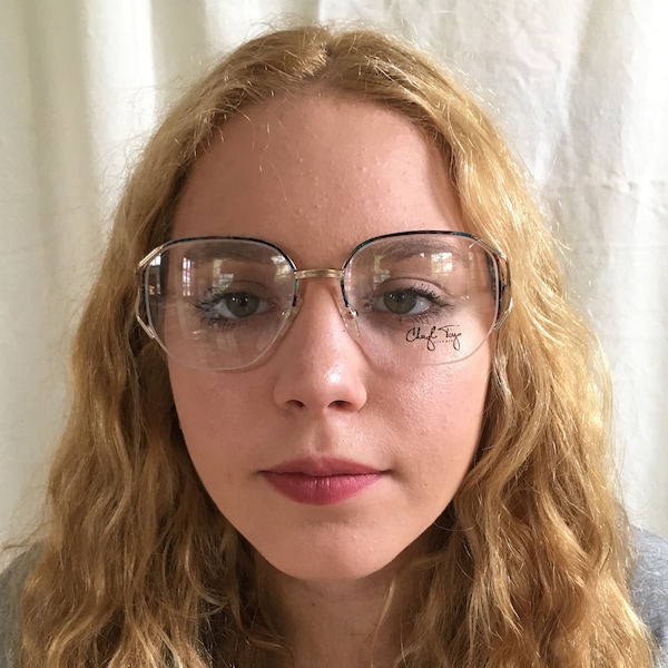 CT118 Metal 1980's Semi-Rimless Vintage Eyeglasses, New Old Stock, Cheryl Tiegs