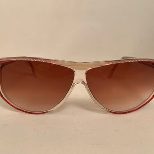 GIZS-C Oversized Vintage 1980s Cat Eye Style Sunglasses in Cherry, New Old Stock, Gizelle