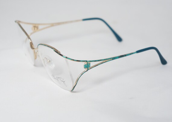 CT52-G Green  Metal 1980's Semi-Rimless Vintage E… - image 1