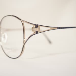 LG9034 - Vintage 1980&#39;s Purple Enameled Metal Eyeglasses , Y Shaped Sides, New Old Stock