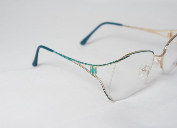 CT52-G Green  Metal 1980's Semi-Rimless Vintage E… - image 3