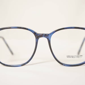 MS229-B Oversized Vintage Eyeglass Frames, 1980's New Old Stock, Crystal Blue Amber, Mainstreet