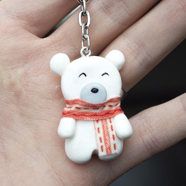 Polar bear keychain /  Fimo, polymer clay / Winter / Christmas