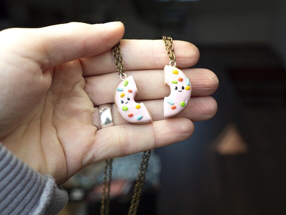 Collier amitié lot de 2 donuts à partager / Fimo / BFF / meilleurs